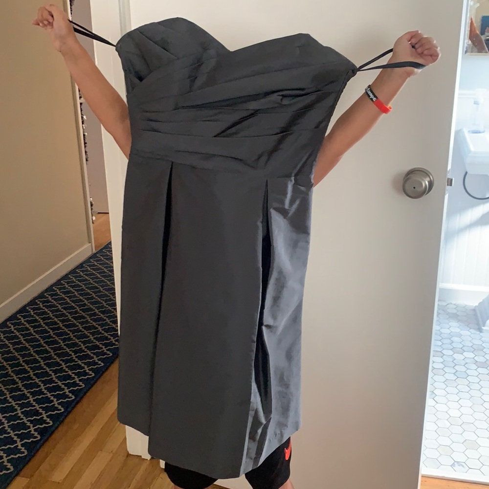 Slate gray strapless dress